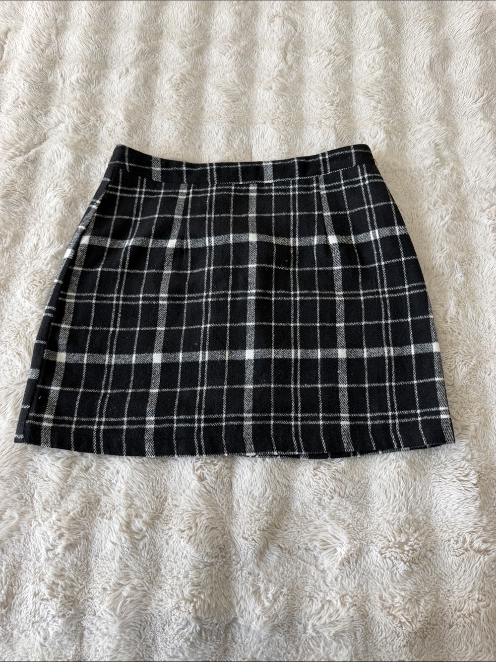 Classic Black & White Plaid Mini Skirt